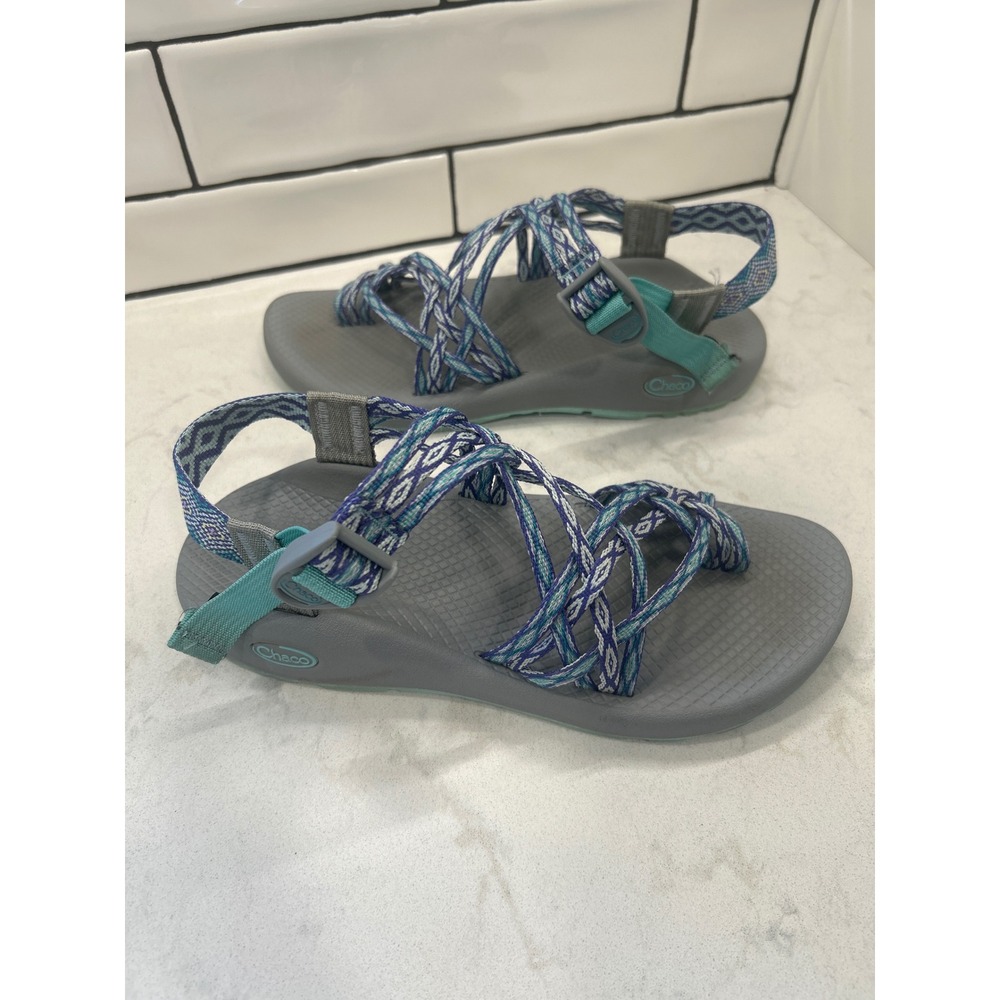 Chaco Z Cloud X2 Women's Grey Teal Strappy Sport Sandals Gorpcore Outdoor Size 9